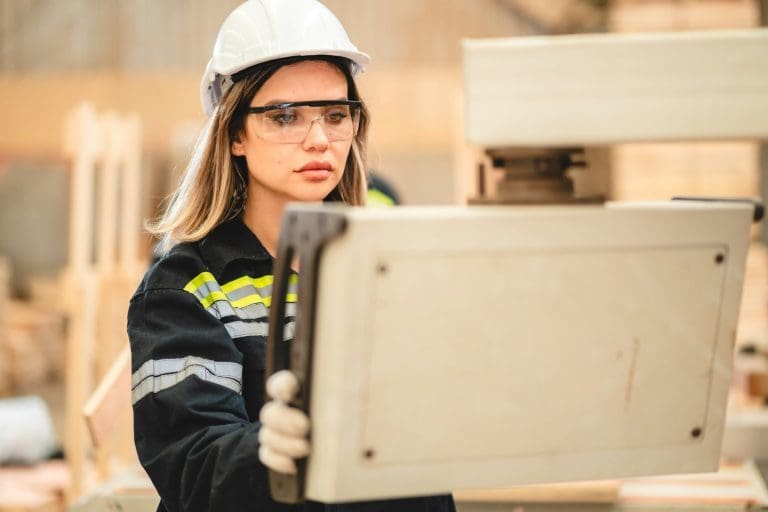 carpenter wooden plank factory, furniture workshop at wood work industry manufacturing warehouse